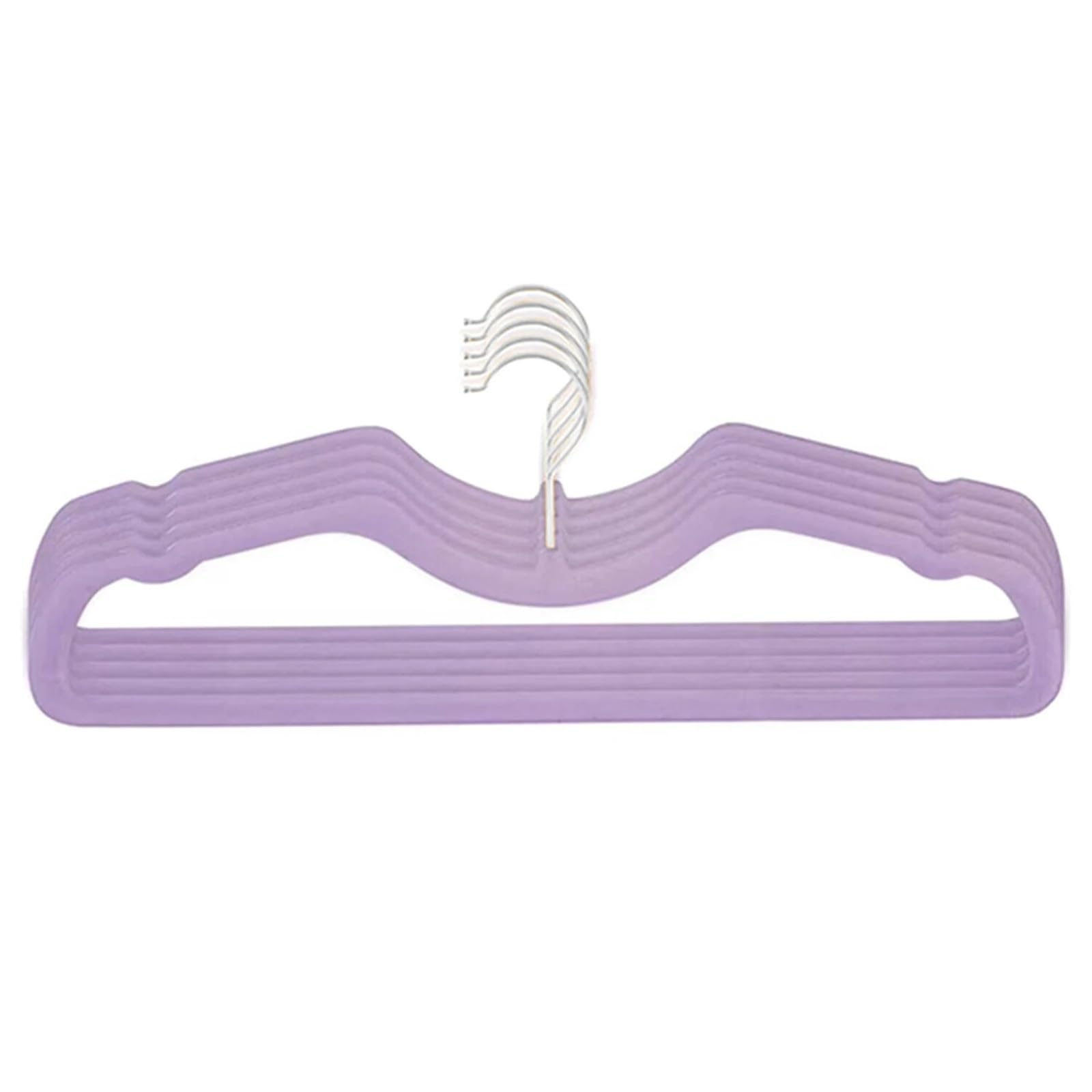 hangers 5pcs Velvet Hanger M-shaped Flocking Hangers Short Neck Design No Trace Anti-slip Shirt Jacket Coat Storage for home(Light purple)