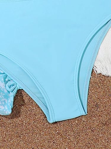 OYOANGLE Girl's 3 Piece Bikini Sets Spaghetti Strap High Waist Swimsuits with Ruched Cover Up Skirt4