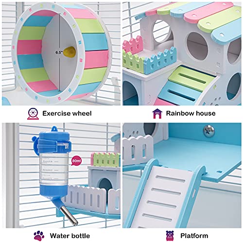 Robud Large Hamster Cage Gerbil Haven Habitat Small Animal Cage With Accessories (Transparent) #TOP3
