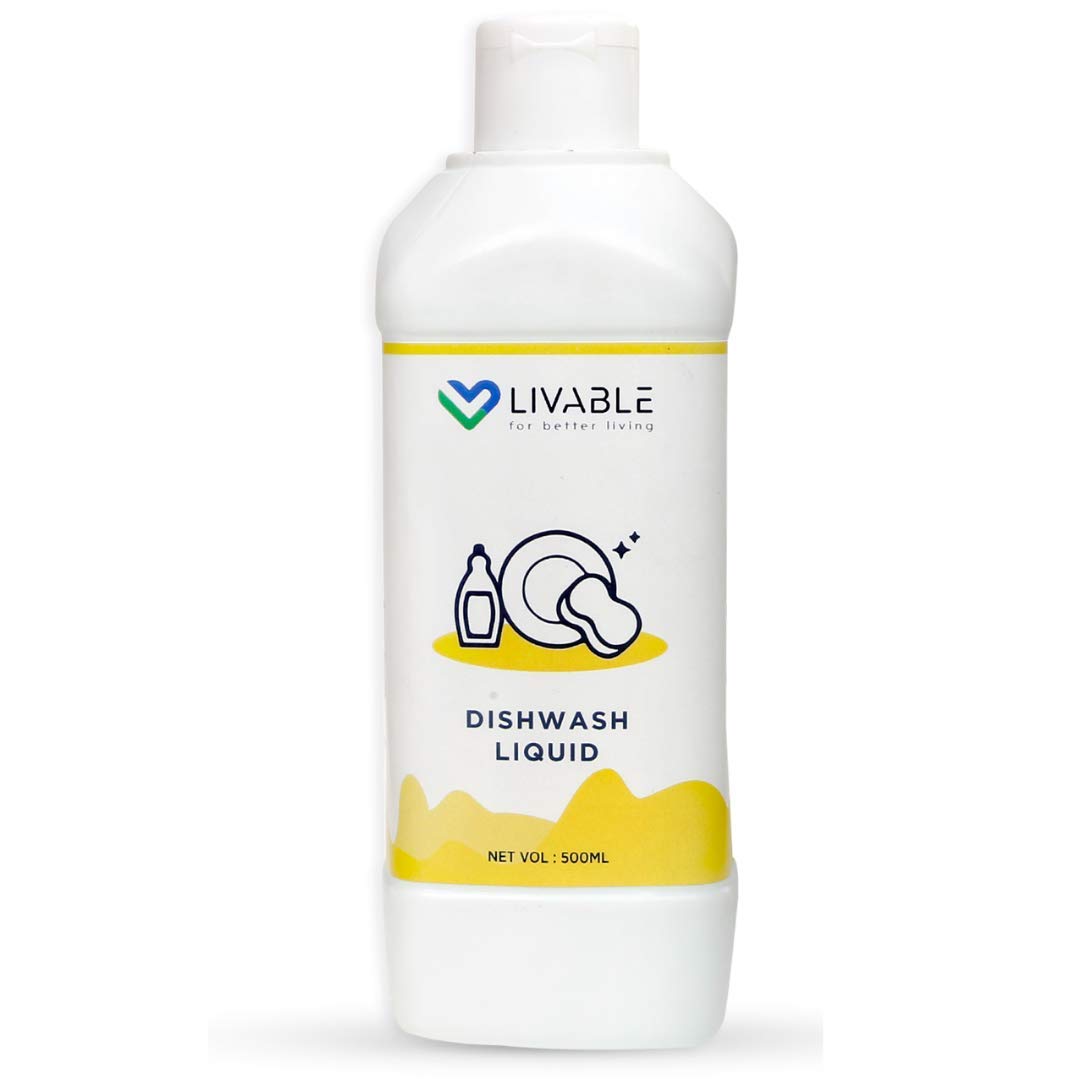 LIVABLEDishwash Liquid | Safe for Skin | Eco Friendly | Powerful Cleaning | 500 ML