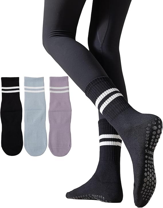 LBOYLOVEWomens Pilates Socks Non Slip Yoga Socks Barre Gym Athletic Socks for Women,Non-Slip Yoga Athletic Socks for Barre Ballet Barefoot Workout Hospital