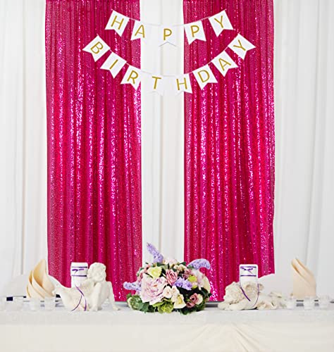 ShinyBeauty Fuchsia Sequin Backdrop Curtains 2 Panels Seuqin Bakdrop 4X8Ft Shimmer Backdrop for Photograph Wedding Backdrop Drapes Fuchsia Glitter Backdrop Curtain