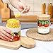 Encheng 16oz Glass Jars with Lids, Overnight Oats Containers with Bamboo Lids, Wide Mouth Glass Mason Jar Food Storage Containers for Salad,Yogurt,Meal Prep,6 Pack
