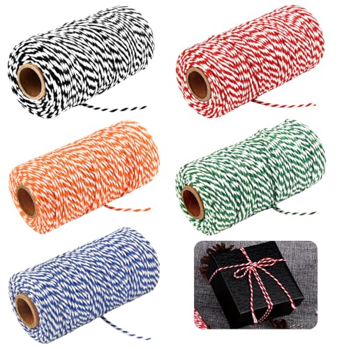 Fyfjur Fil Macramé 2mm, 5 Rouleau Couleurs Corde Macramé, Macrame Corde Ficelle Macramé pour Le Bricolage, La Pâtisserie, LEmballage de Cadeaux de Noël, la...