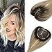 Produktbild LaaVoo 8" Topper Echthaar Naturliches Schwarz zu Hellstes Braun und Platinblond 5"*5" Silk Base Human Hair Toppers Mono Top