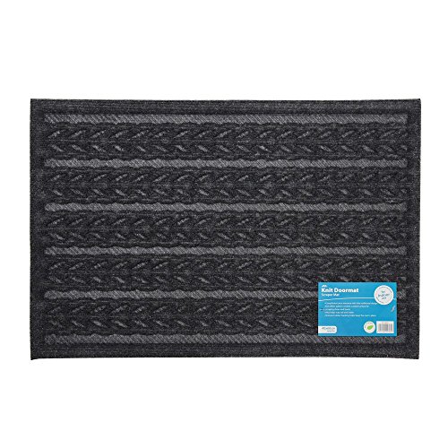 JVL Knit Design Scraper Cable Door Mat, Charcoal, 40 x 60 x 1 cm, 40 x 60 cm (Rectangular)