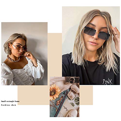 Image of Stylish Small Rectangle Sunglasses Women Men Tinted Frameless Eyewear Ultralight Candy Color Ocean Sun Glasses Shades NP1034