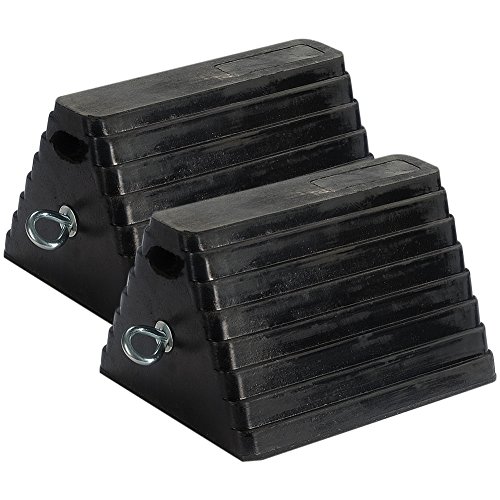 Fasmov Rubber Solid Rubber Heavy Duty Wheel Chock with Eyebolt -2 Pack