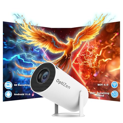 OptiZen Mini Projector 2025, 720p HD & 4K Support, Portable Projector with WiFi 6 & Bluetooth 5 Auto Keystone Correction, Works with Android, USB, HDMI, TV Stick, Tablet, 12,000 Lumens, 180° Rotation OptiZen Mini Projector 2025, 720p HD & 4K Support, Portable Projector with WiFi 6 & Bluetooth 5 Auto Keystone Correction, Works with Android, USB, HDMI, TV Stick, Tablet, 12,000 Lumens, 180° Rotation