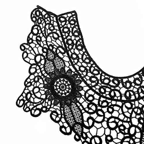 Lace collar,insert collar,neckline,lace,multicoloured,embroidered embroidery,lace trim,dress,sewing,DIY,handmade,front,lace appliqu? embroidered,wedding,lace motif,patches,black - Image 3