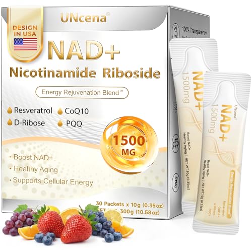 Image of NAD+ Liquid Supplement 1500mg - NAD Nicotinamide Riboside & Resveratrol with PQQ CoQ10, NAD Plus Help Support Absorption - Boosts Cellular Energy, Overall Vitality for Women & Men (30 Packets)
