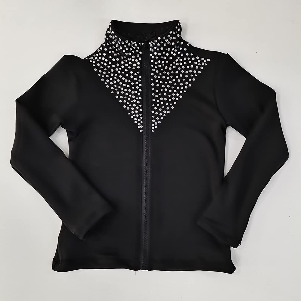LIUHUO Eiskunstlaufjacke mit Diamanten, zweifarbig, Mädchen-Trainingskleidung