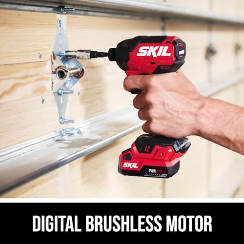 SKIL PWR CORE 12V Brushless 1/2 In. Compact Variable Speed Drill Driver & 1/4 In. Hex Compact 3-Speed Impact Driver Kit, Includes 2.0Ah Battery and 20W USB-C Charger - CB8429A-11 thumbnail 4