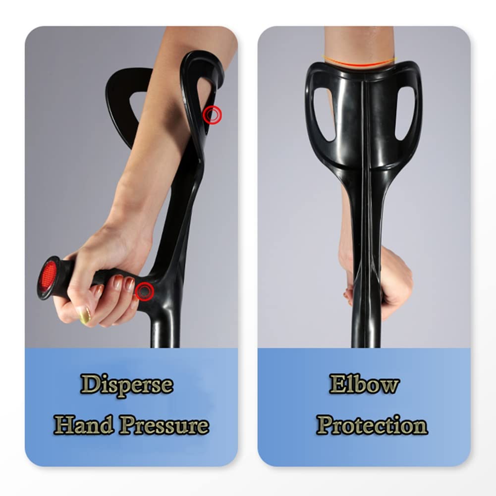 Muletas de Antebrazo Plegables, Regulables en Altura, Muletas Ortopédicas para Mujer, Muletas Ergonómicas para Hombre, Muletas Ultraligeras Antideslizantes (Color : Zwart, Size : 2PCS)