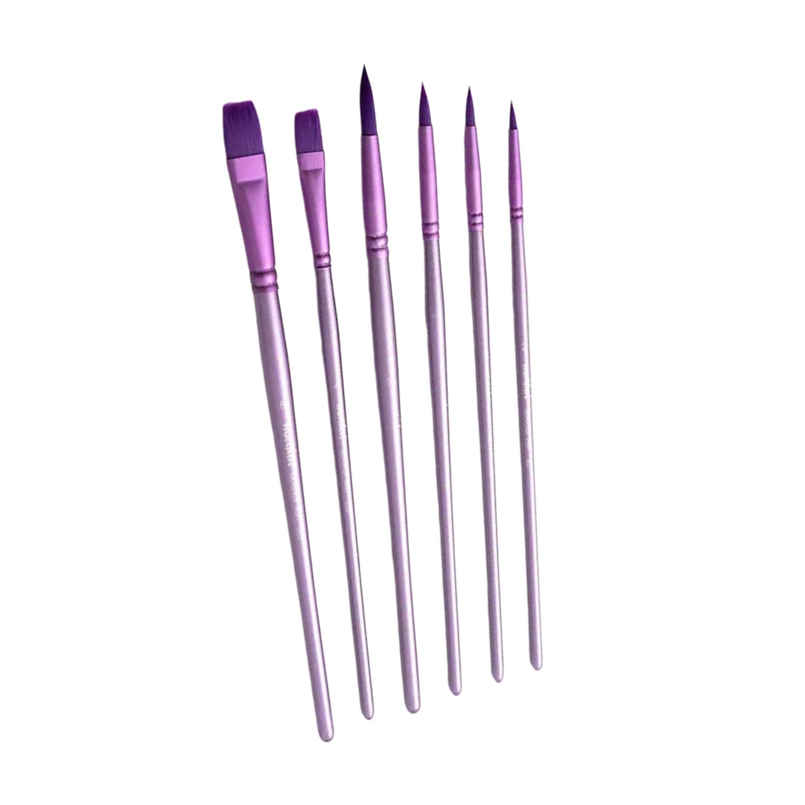 Pocoiau A 6Pcs Professional Paint Brush Nylon Bristles Watercolor Paint Brush For Rtist Beginner Crylics Gouache Oil Painting
