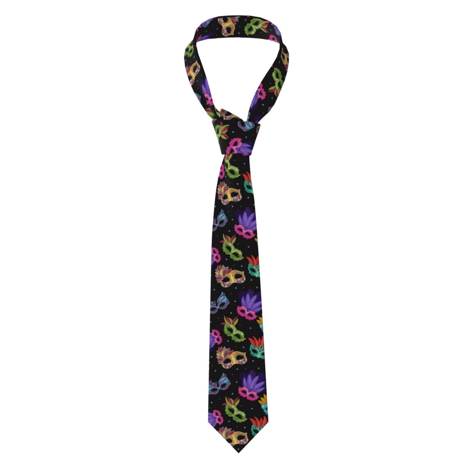 FAQRTIV Men'S Necktie Carnival Mask Classic Silk Tie Neck Ties Classic Design Satin Print Tie Formal Neckties For Men