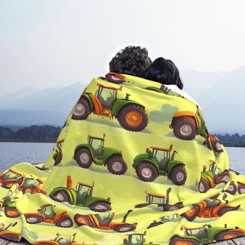 Couverture polaire en flanelle de machine agricole verte pour lit - 8