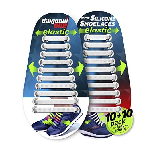 Diagonal One No Tie Shoelaces for Kids and Adults - Elastic Silicone Laces White