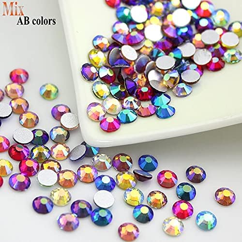 Mixed Ab Colors All Sizes Non Hotfix Flatback Glass Rhinestones Nail Rhinestone for Nails Gems