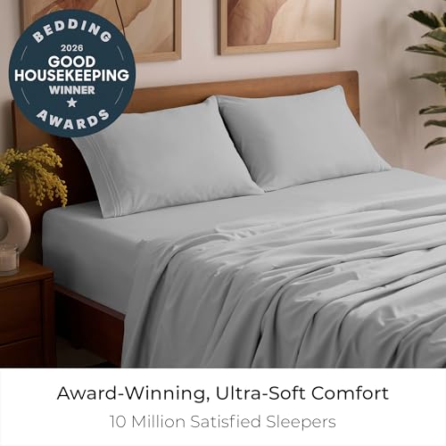 Image of Mellanni Full Sheets Set - 4 PC Iconic Collection Bedding - Hotel Luxury, Extra Soft, Cooling Bed Sheets - Wrinkle, Fade, Stain Resistant (Full, Light Gray)