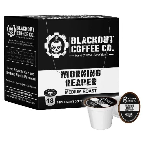 Blackout Coffee Morning Reaper K-Cups – Medium Roast Coffee Pods, Bold & Smooth Flavor, Aromatic – 18 Count, American Made