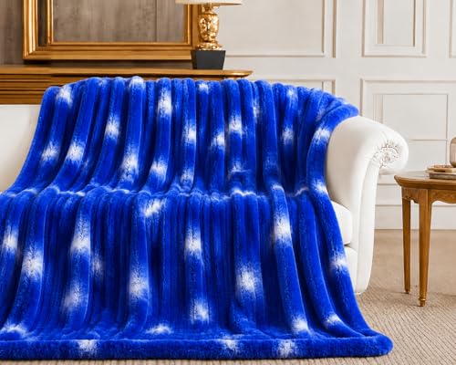 Image of Cortina Embossed Fur Blanket Single Size -Embossed Soft and Warm Decorative Fuzzy Blankets - Cozy, Fluffy, Plush Lightweight Throw Blankets for Couch, Bed, Sofa(Blue, 150x200 CMs)