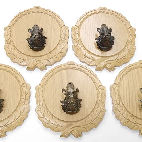 GTK Oferta 5 placas de cuña talladas de roble claro AF 16 cm con 5 cabezas de cuñas, portada grande, tabla de cuñas, cartel para trofeos
