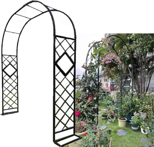 Treillis d'arche de jardin en métal noir pour rosier et plantes grimpantes