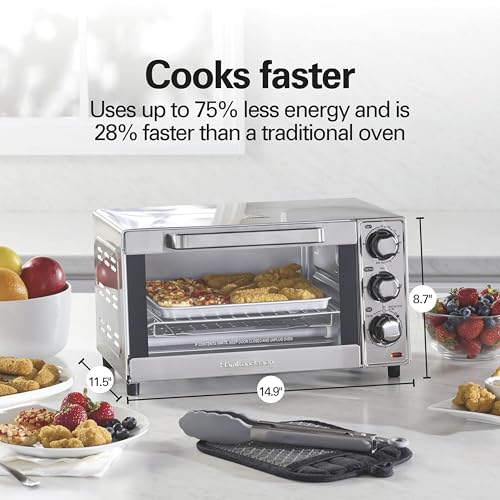 Hamilton Beach Countertop Toaster Oven & Pizza Maker Large 4-Slice Capacity, Stainless Steel (31401) - image 7