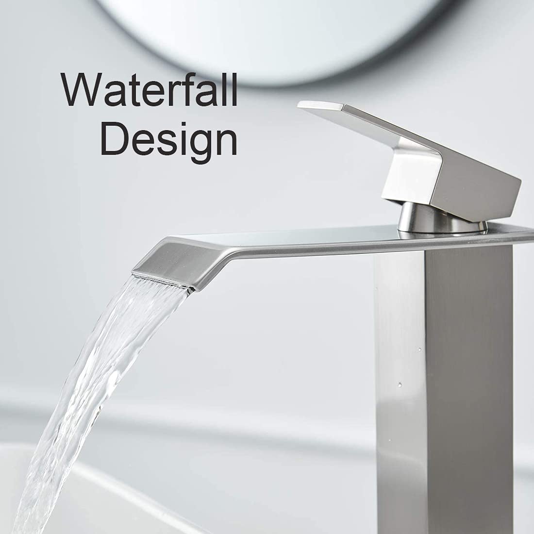 Aolemi Waschbecken-Armatur In ölgeriebenem Bronze – Einhebel, Wasserfall-Auslauf, Inkl. Pop-Up Abfluss, Für 1-Loch Montage