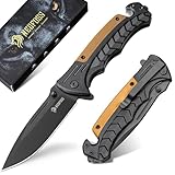 NedFoss FA46N Taschenmesser, Rettungsmesser mit Gurtschneider & Glasbrecher, Klappmesser mit Gürtelclip, Einhandmesser für Auto, Survival überlebensmesser für Unfallsituationen, Rescue messer