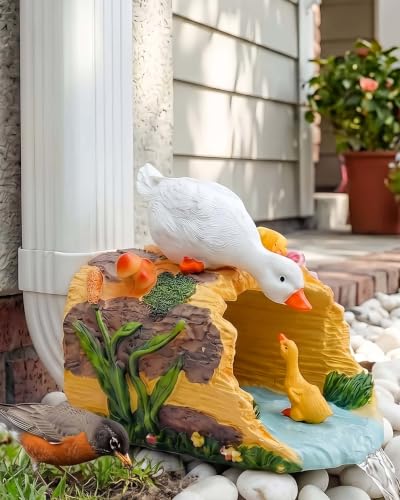 Euiroet Eco-Friendly Duck Statue - Outdoor Decor Sculpture, Garden Animal Statue, Gutter Diverter Rain, Downspout Extender, Splash Block, Decorative Gutter Extension, Ornament, 3"x4" Fit