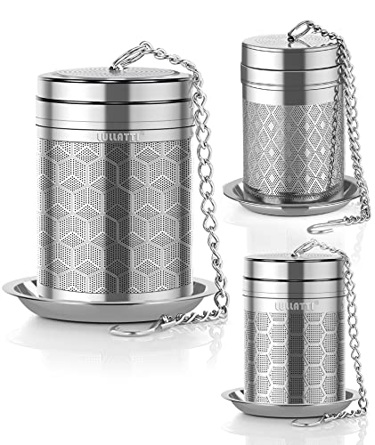 LULLATTI Tea Balls for Loose Tea, (2+1 Pack) 18/8 Stainless Steel Tea Infuser Set, Extra Fine Mesh Tea Strainers for Brew Tea, Spices & Seasonings
