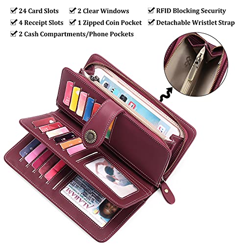 Image of FALAN MULE Wallets for Women Trifold Wristlet Wallets Large Capacity RFID Blocking Ladies Purse Credit Card Holder