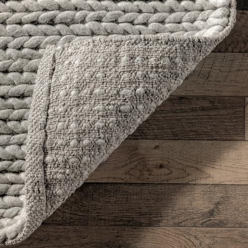 Tapete 3' x 8' Light Grey de mezcla lana y algodón miniatura 5