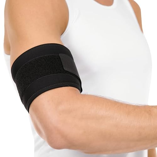BraceAbility Banda de bíceps Soporte de manga de compresión para la parte superior del brazo para tratamiento de tendinitis, desgarros, alivio de