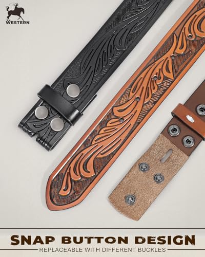 2 Western Leather Belt Strap &1 Cowboy Buckle4