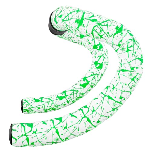 Supacaz Super Sticky Kush White Bar Tape Neon Green Splat - Cycli...