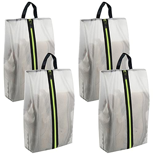 Waterproof Shoe Bags - Large Shoe Bags for Travel, Transparent Packing Storage Organizer for Men and Women (4Pcs, Grey)