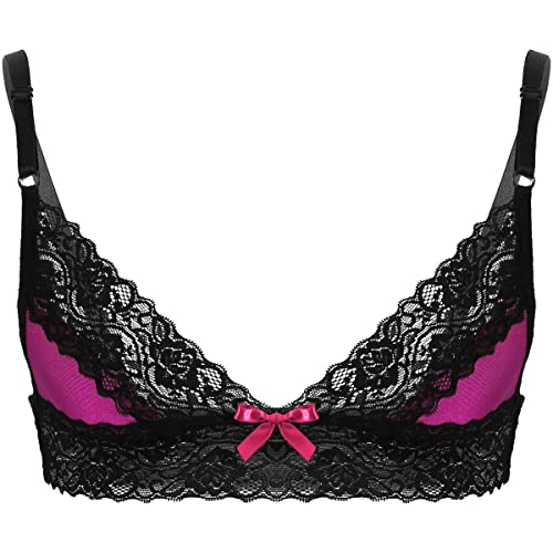 Sissy Men's Floral Lace Bra Bikini Panties 2 Piece Crossdressing Nightwear Pajamas Set3