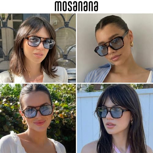 Image of mosanana Small Square Aviator Sunglasses for Women MS52362 | Retro Narrow Frame, UV400 Protection, Designed for Daily Outfits, Travel and Fashion Looks