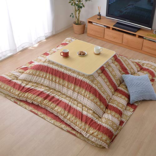 こたつ布団 掛敷セット 正方形 ノルディック レッド 【IT】 約190×190cm 日本製 厚掛け #5970110