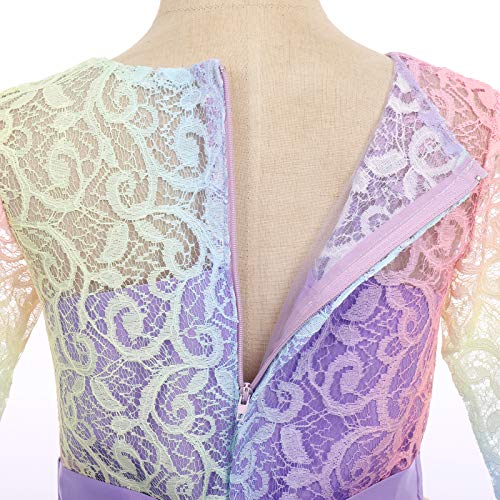 Image of Girls Flower Vintage Floral Lace 3 /4 Sleeves Floor Length Dress Wedding Party Evening Formal Pegeant Dance Gown