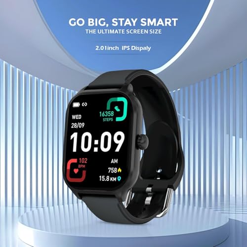 Image of PunnkFunnk H9 Smart Watch 2.01 inch TFT Display, BT 5.0 with 100+ Sports Mode, Heart Rate & Blood Oxygen Monitor, Call & Message Reminders Compatible for Android & iOS, IP67 Waterproof(Black)