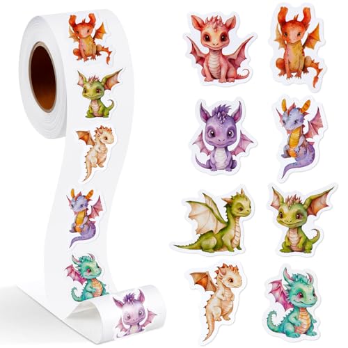 Qeeenar 1 Roll Dragon Animal Stickers Decal Reward Cute...