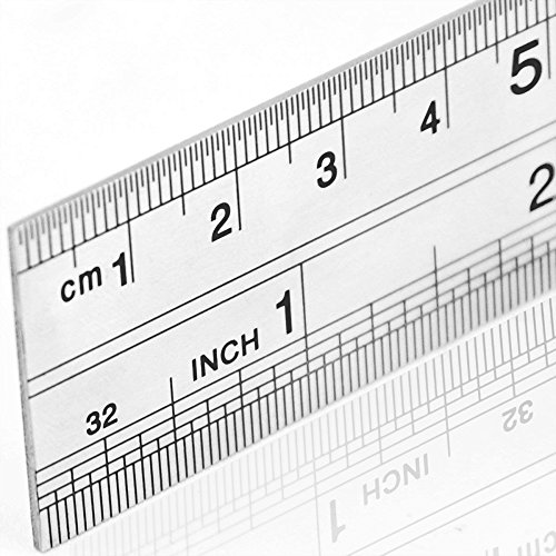 3PCS Stainless Steel Office Ruler Set Straight Edge Measuring Tool 12 Inch & 8 Inch & 6 Inch Metric and Imperial Precision Metal Rulers Kit for Engineering & Teaching & Office