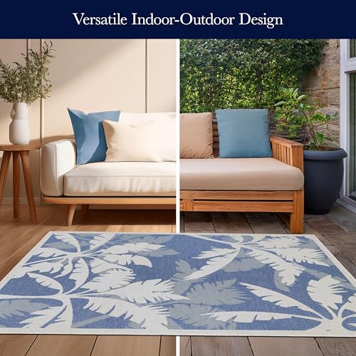 Couristan Monaco Indoor Outdoor Area Rug – Coastal Flora 2' x 3'7" in Ivory Sapphire – Flatwoven, Hose Washable, Pet Friendly Rug for Patio, Porch and Home Decor - Image 11