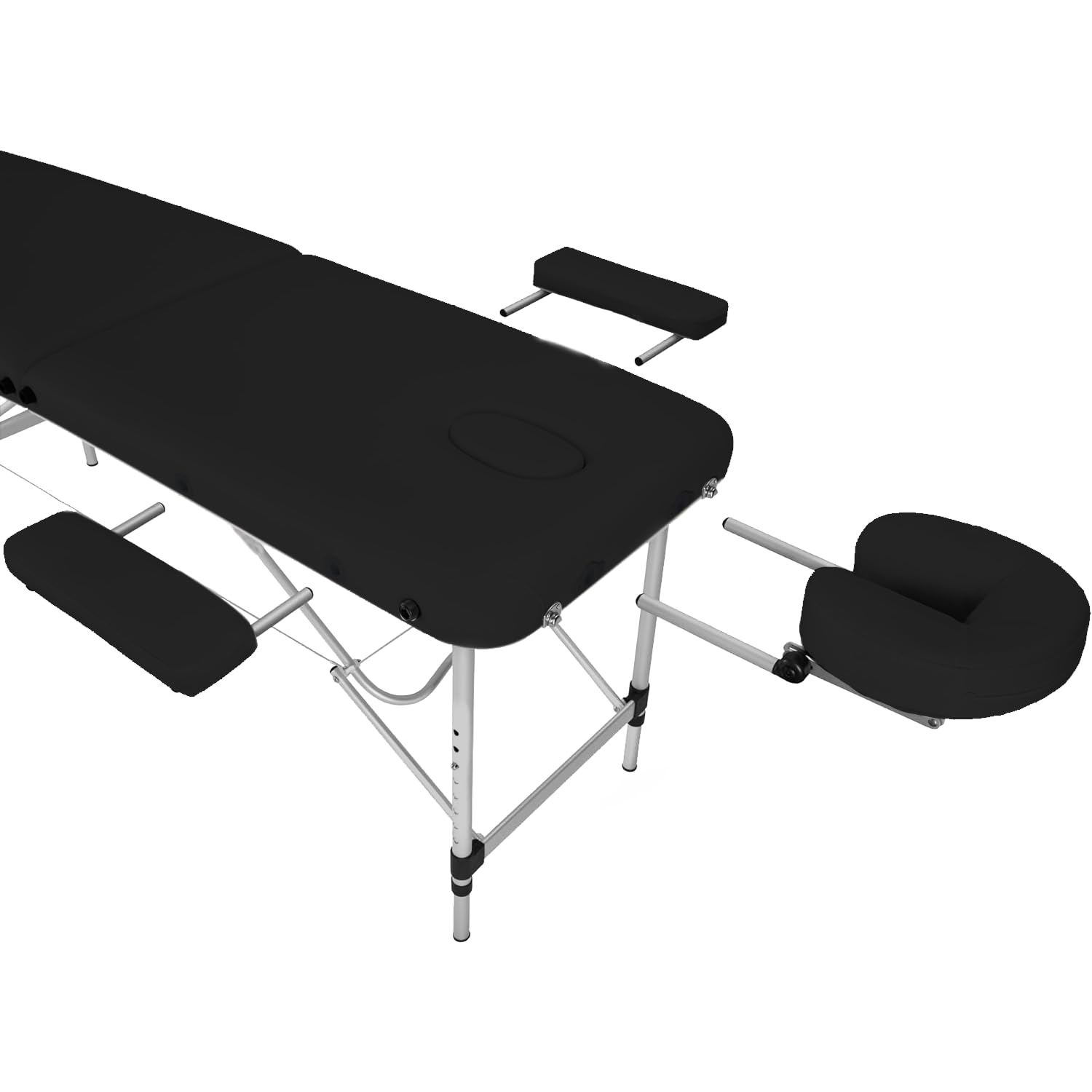 Sloan Barella in alluminio professionale - pieghevole e portatile - altezza regolabile - rivestimento resistente - per fisioterapia, massaggi e riabilitazione | nero