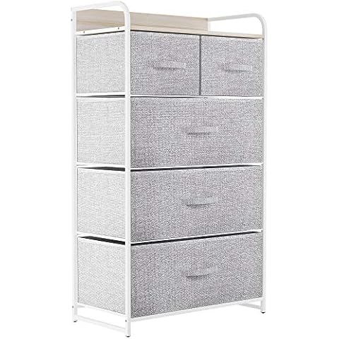 YITAHOME Chest of Drawers, Non-Woven Fabric 5-Drawer Storage Organizer Unit for Bedroom Living Room Closet, Sturdy Steel Frame, Easy Pull Fabric Bins & Wooden Top, Fabric Dresser Cover