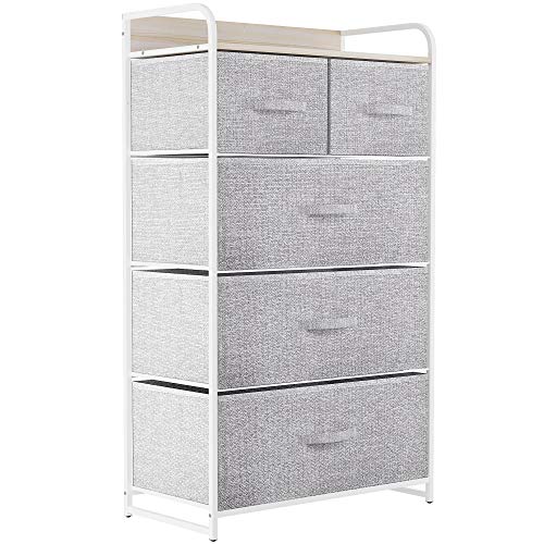 YITAHOME Commode pour Chambre à Coucher, Commode à 5 Tiroirs en Tissu Meuble de Rangement avec...